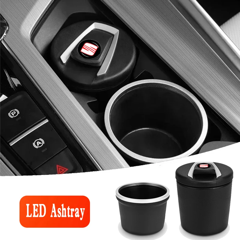 Car Ashtray LED Multi-Functional Ashtray Car Accessories For SEAT Leon Mk2 6L 6J Ateca Altea Ibiza 5F Alhambra Cordoba