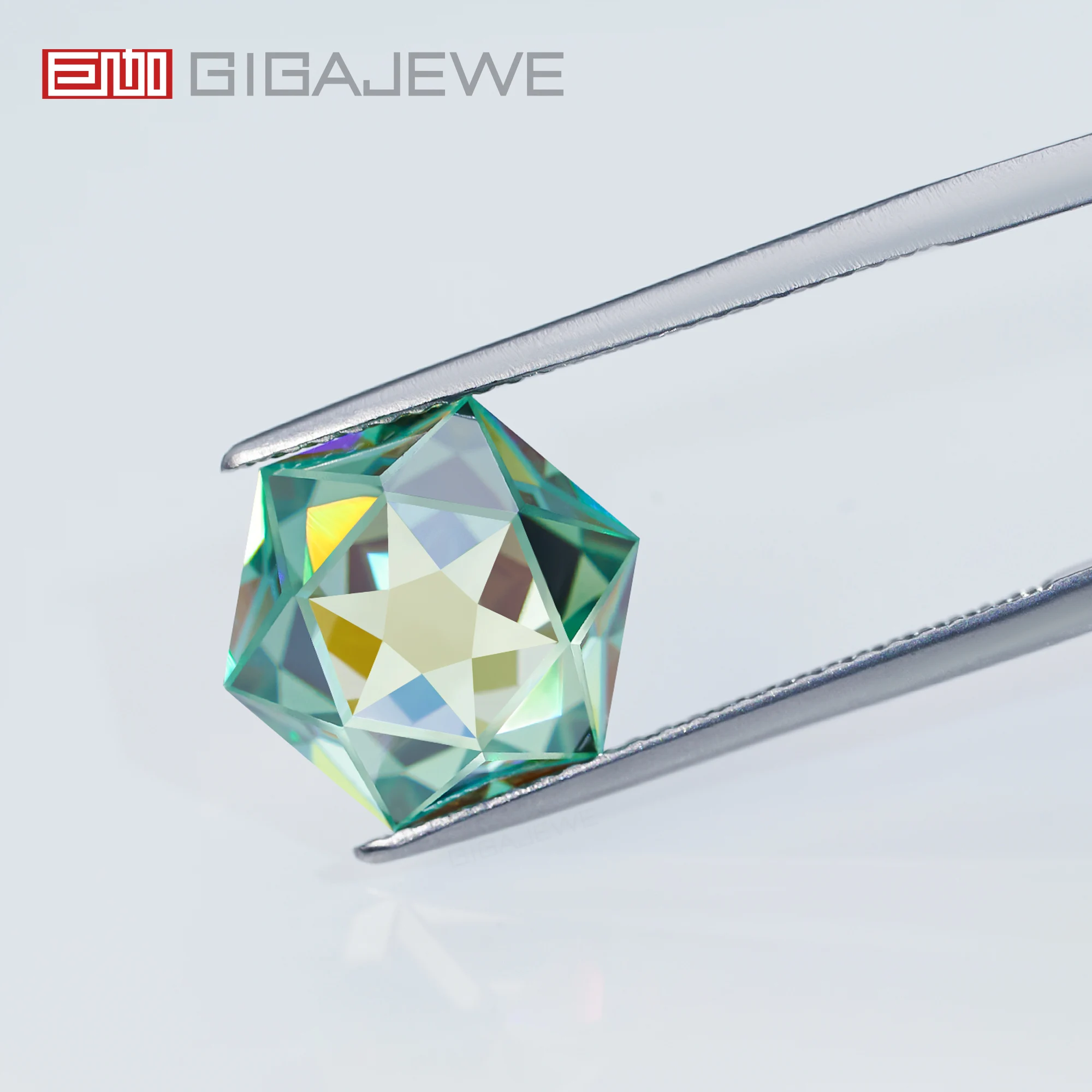 GIGAJEWE Moissanite 최고의 수동 육각 절단 청색 VVS1 고급 보석 와이드 다이아몬드 테스트 통과 보석 보석 M