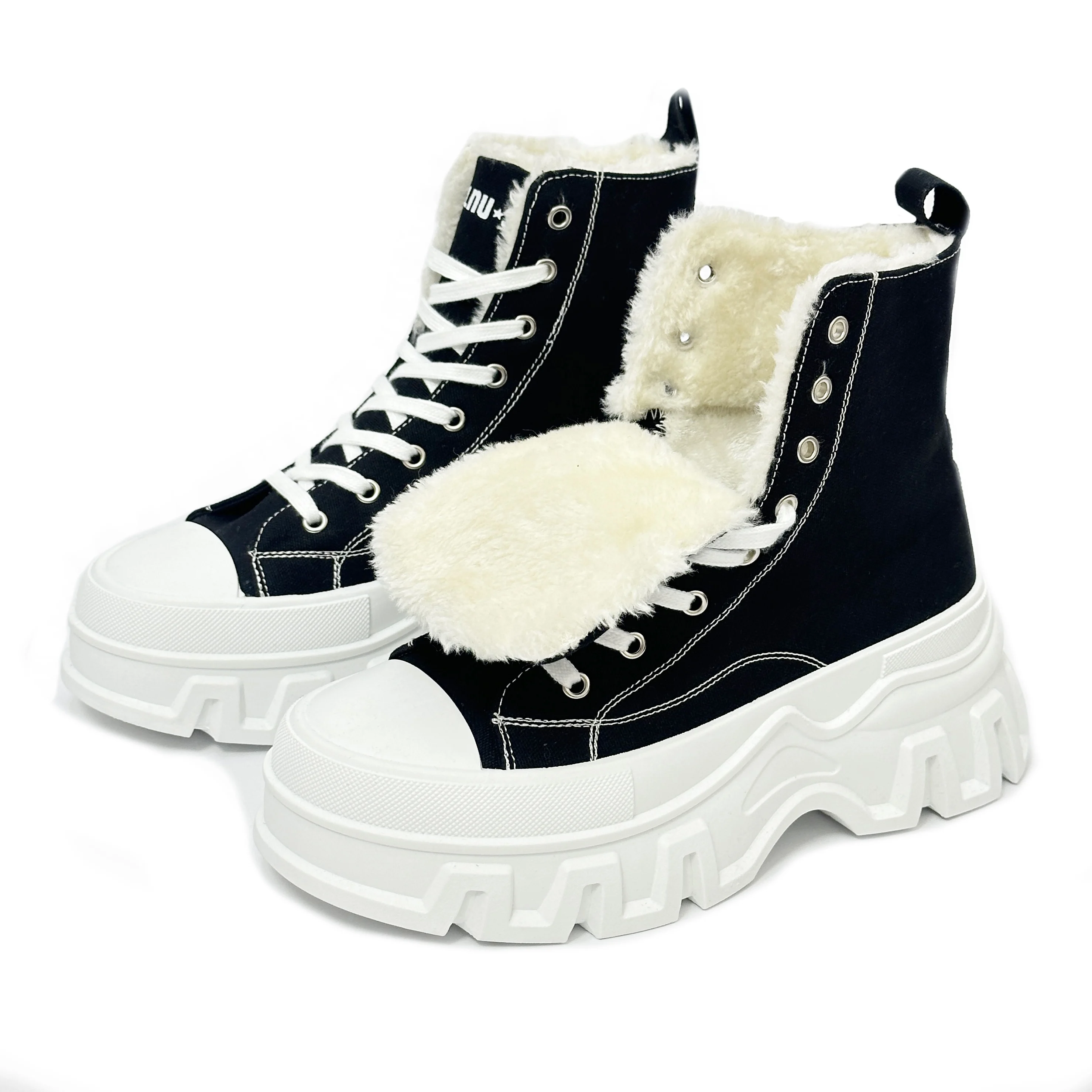 SLNU★3 brand fashionable casual thick-soled high-rise motorcycle boots in winter thick and warmth suitable for outdoor winter mo