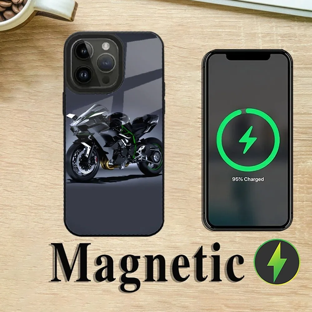 Cool Motorcycle H2R Phone Case For iPhone 16,15,14,13,12,11,Plus,Pro,Max Mini K-Kawasakies-S Magsafe Magnetic Wireless Charging