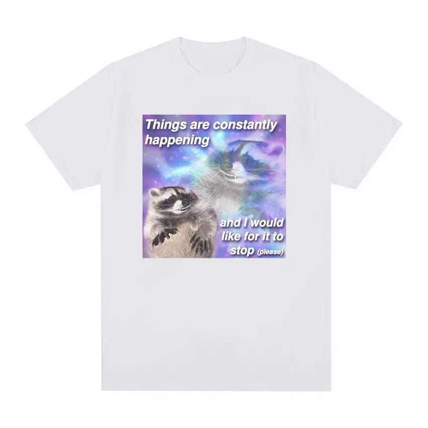 Funny Raccoon Meme Graphic T Shirt Men Women Fashion Casual Short Sleeve T-shirts O-Neck Clothing Oversized Cotton Tops T-shirt