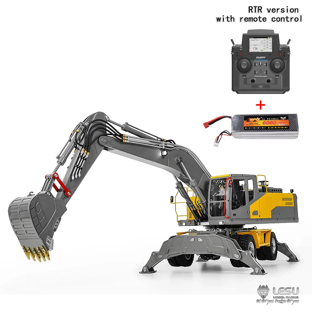 LESU ET30H RC Excavator 1/14 Hydraulic Wheeled Digger RTR Heavy Duty Machine Light System Radio Control Metal Vehicle Model Toys