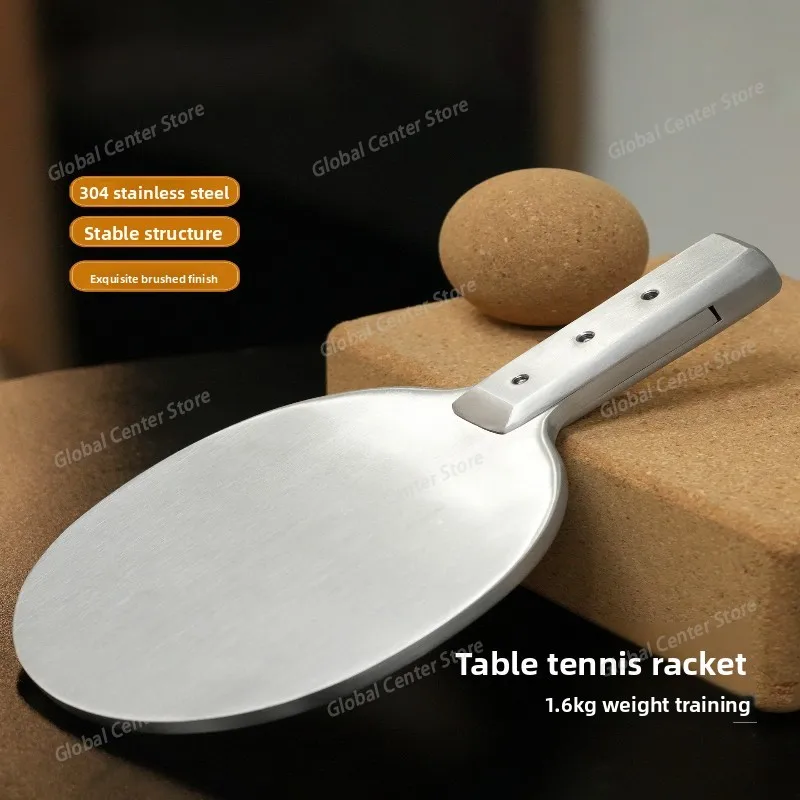 

Large Stainless Steel Wrist Strength Training Racket Table Tennis Weight-Bearing Racket Metal Fitness Practice Racket