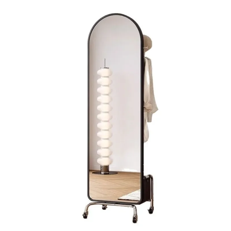 Luxury Floor to Ceiling Full Length Mirror with Rotating Coat Rack Mobile Standing Dressing Glass for Bedroom