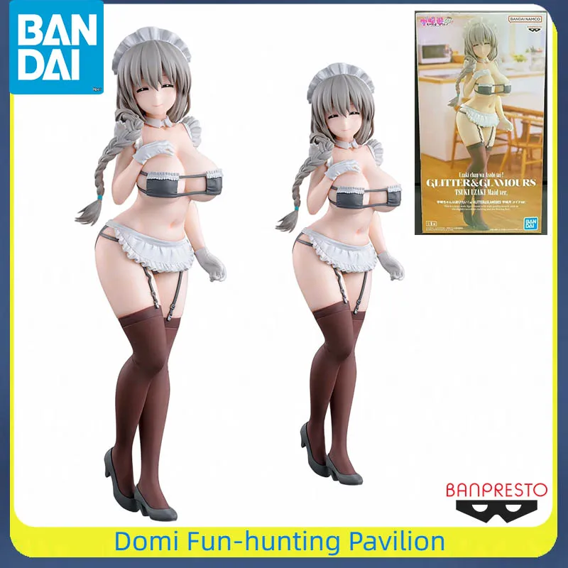 

Bandai Original BANPRESTO Uzaki Chan Wa Asobi Tai! ДВОЙНОЙ CLITTER&GLAMOURS Аниме Фигурка Tsuki Uzaki Maid Ver. Готовая модель игрушки