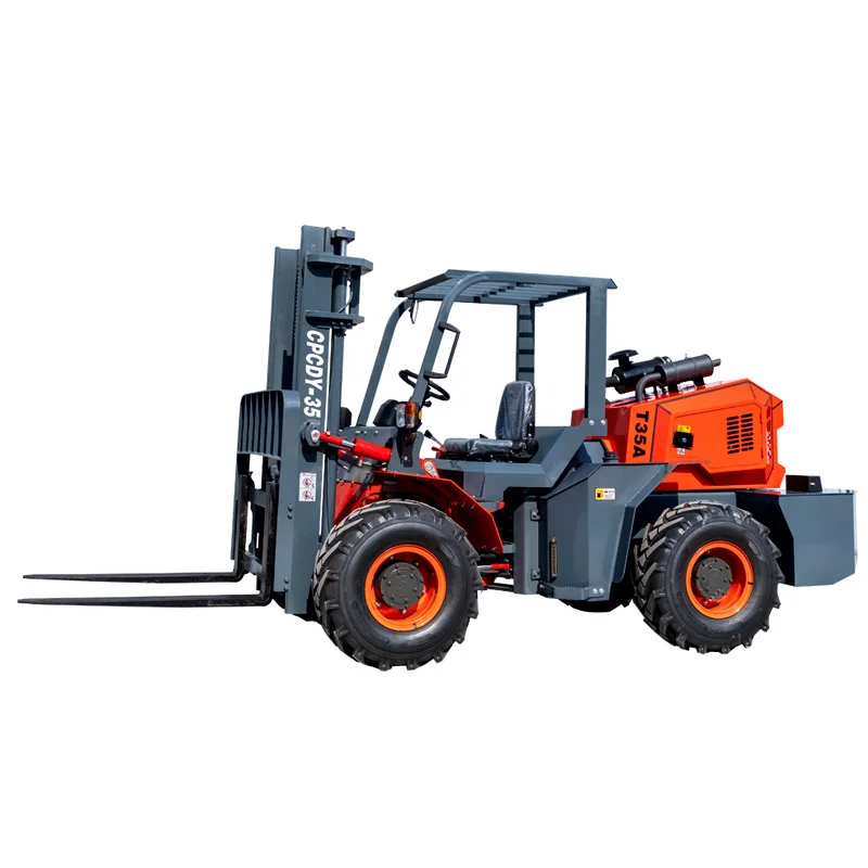 Carrello elevatore per tutti i terreni HWC-35A Carrello elevatore diesel personalizzabile a 4 ruote per terreni grezzi Carrello elevatore idraulico 4×4 da 3 tonnellate Vendita in Cina