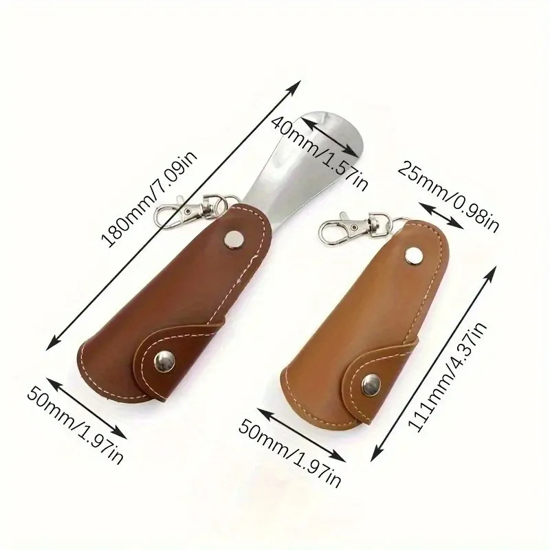 1PC Portable Keychain Shoe Horn, Stainless Steel Foldable Shoehorn for Home Travel