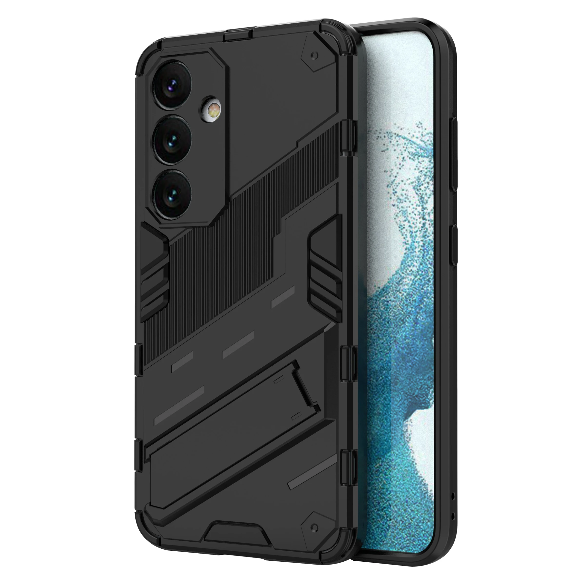 

For Samsung Galaxy S24 Case PC+TPU Kickstand Phone Cover - Black