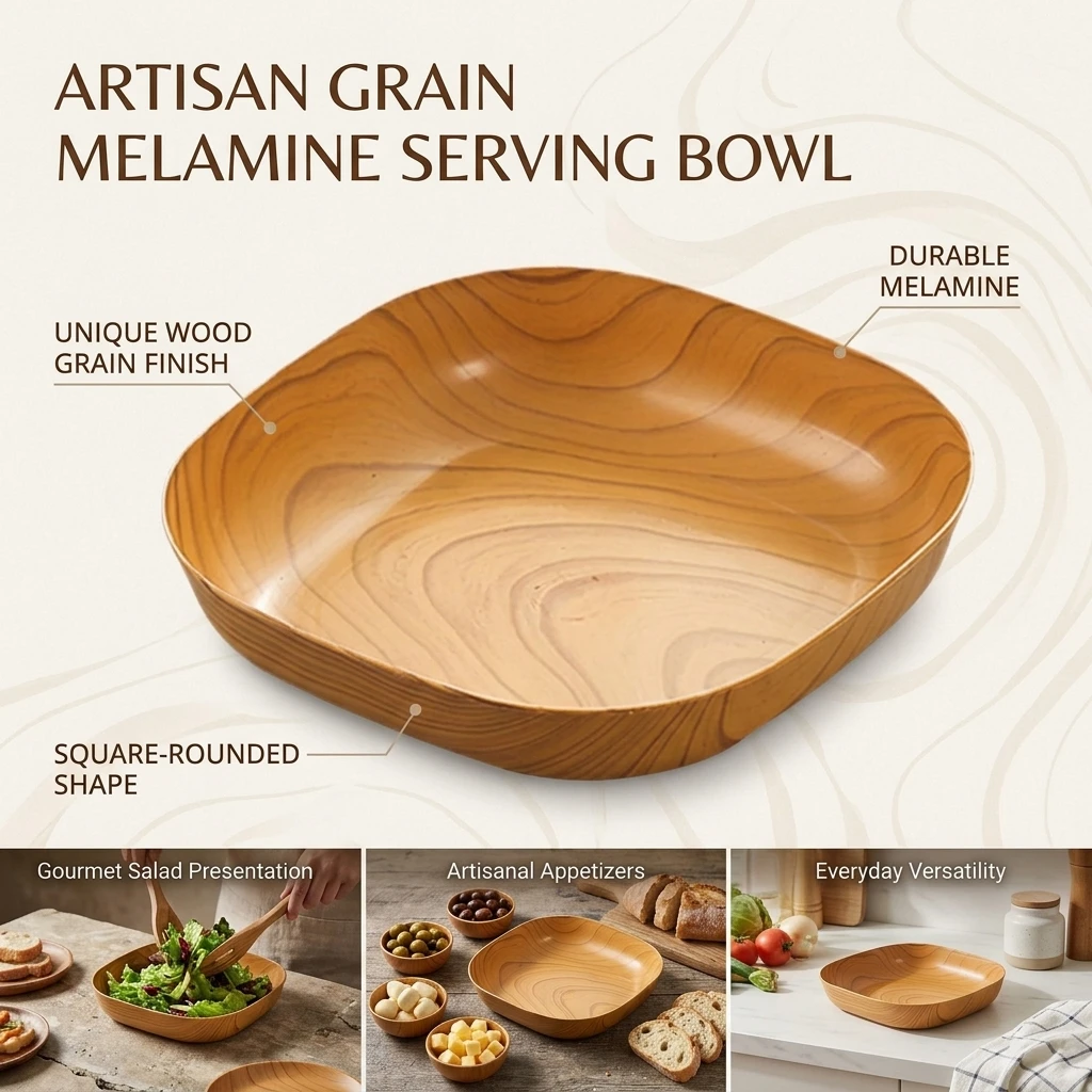 Japanese-style Plastic Dish Multifunctional Simple Imitation Wood Grain Bone Spitting Dish Household Food Grade Fruit Bowl