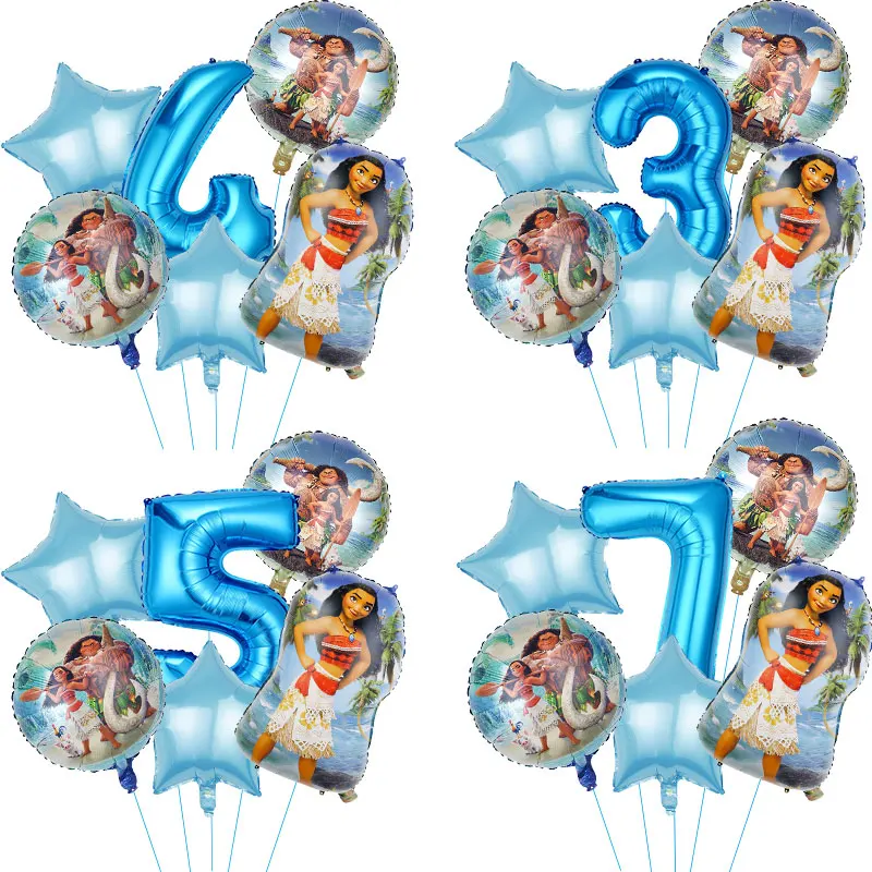 Globos Moana, suministros para fiestas, conjunto de globos de cumpleaños Moana Vaiana para niños, tema de Anime, decoración de feliz cumpleaños para niños y niñas, favores