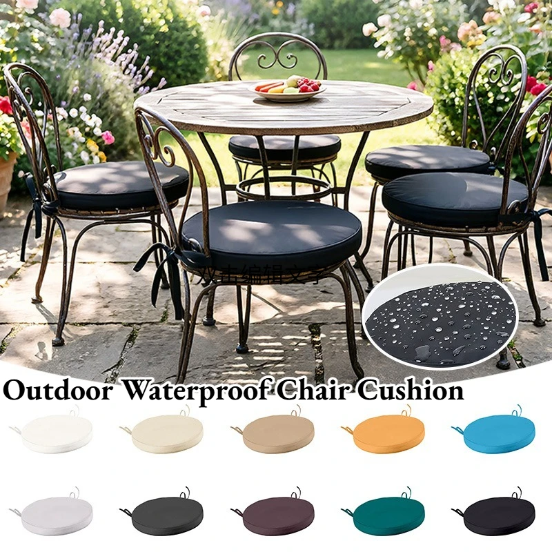 35-50cm Outdoor Round Waterproof Chair Cushion Seat Pad with Drawstring Garden Patio Furniture Circular Multi-Color Chair Pad