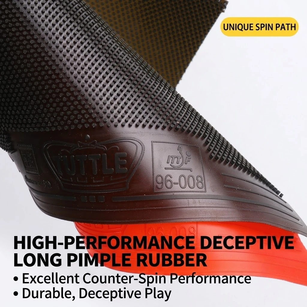 Tuttle Table Tennis Racket with Single Rubber Surface, Autumn3D Arc Spin Peculiar Rotation Table Tennis Rubber Surface with Long Spikes Single Rubber Surface