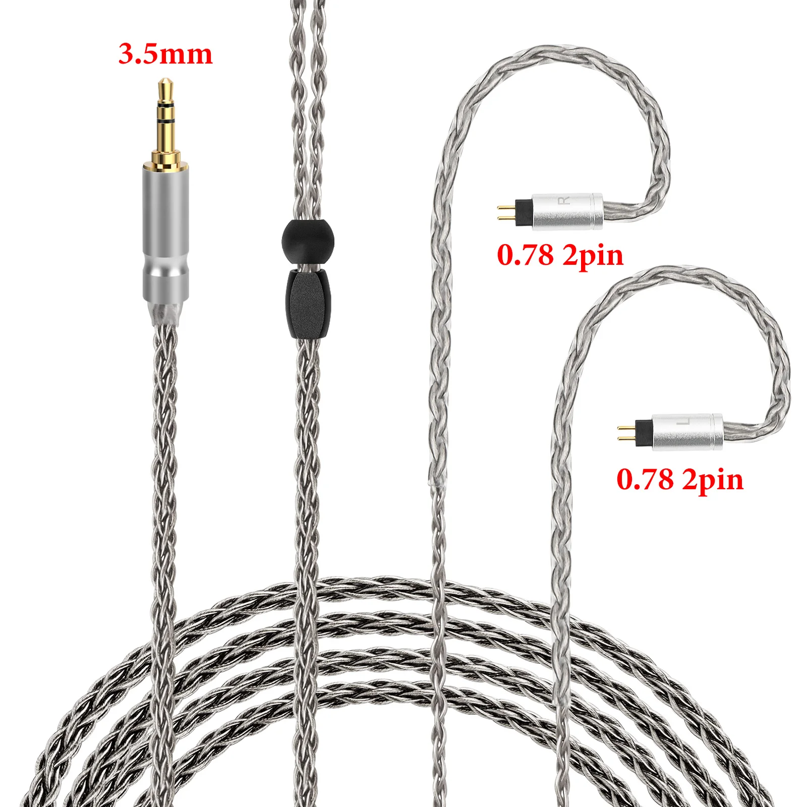 Geekria Apollo Silver-Plated Copper IEM Upgrade Cable, 0.78mm 2-Pin to 3.5mm Replacement Cord, Compatible with 7Hz Zero:2