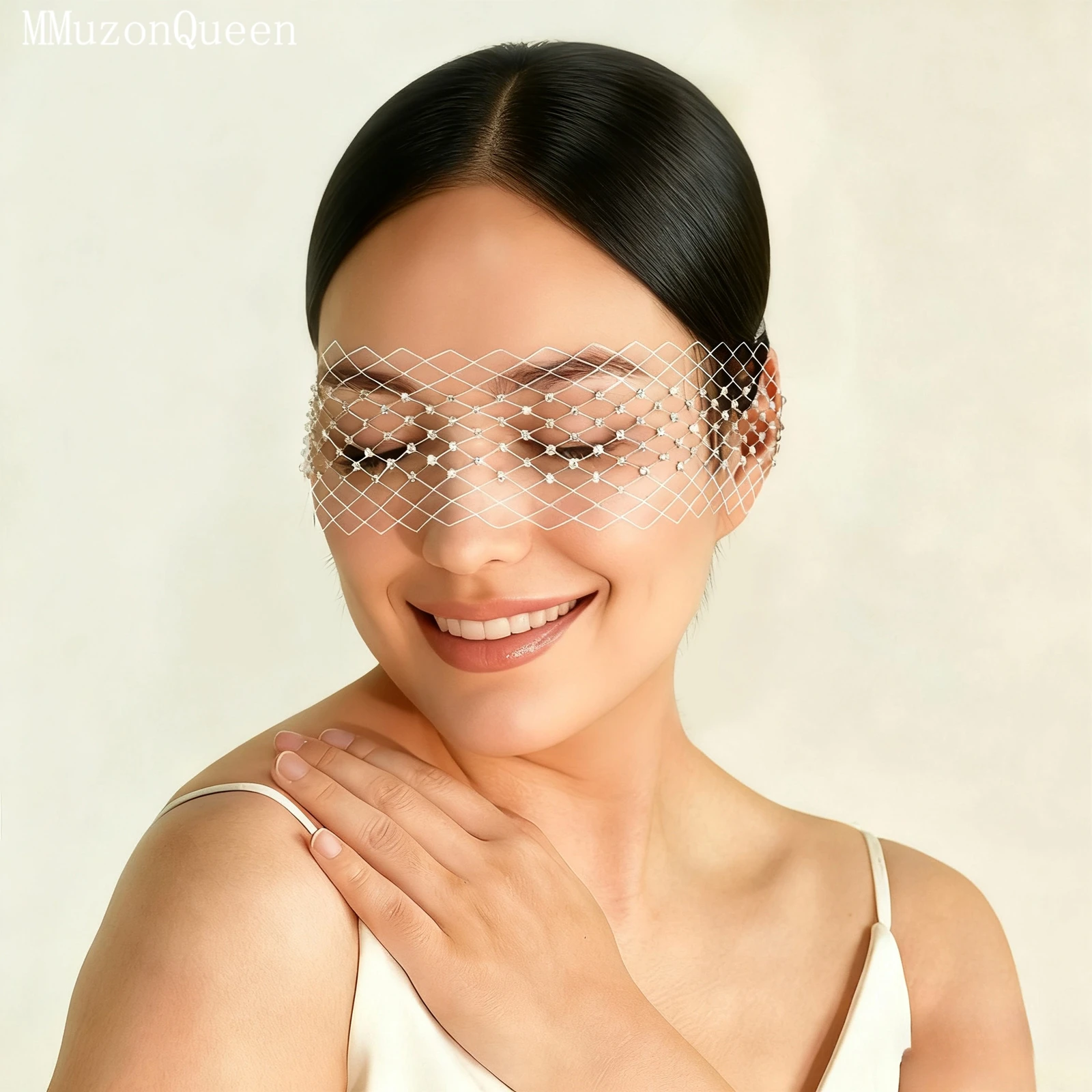 TOPQUEEN الزفاف شبكة الحجاب قفص العصافير الحجاب مع حجر الراين أنماط مختلفة للإزالة مسحوق أحمر الخدود واحدة اكسسوارات الحفلات Ma53