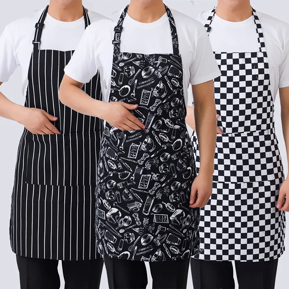 New Fashion Canvas Kitchen Aprons For Woman Men Chef Work Apron For Grill Restaurant Bar Shop Cafes Beauty Nails Studios Uniform