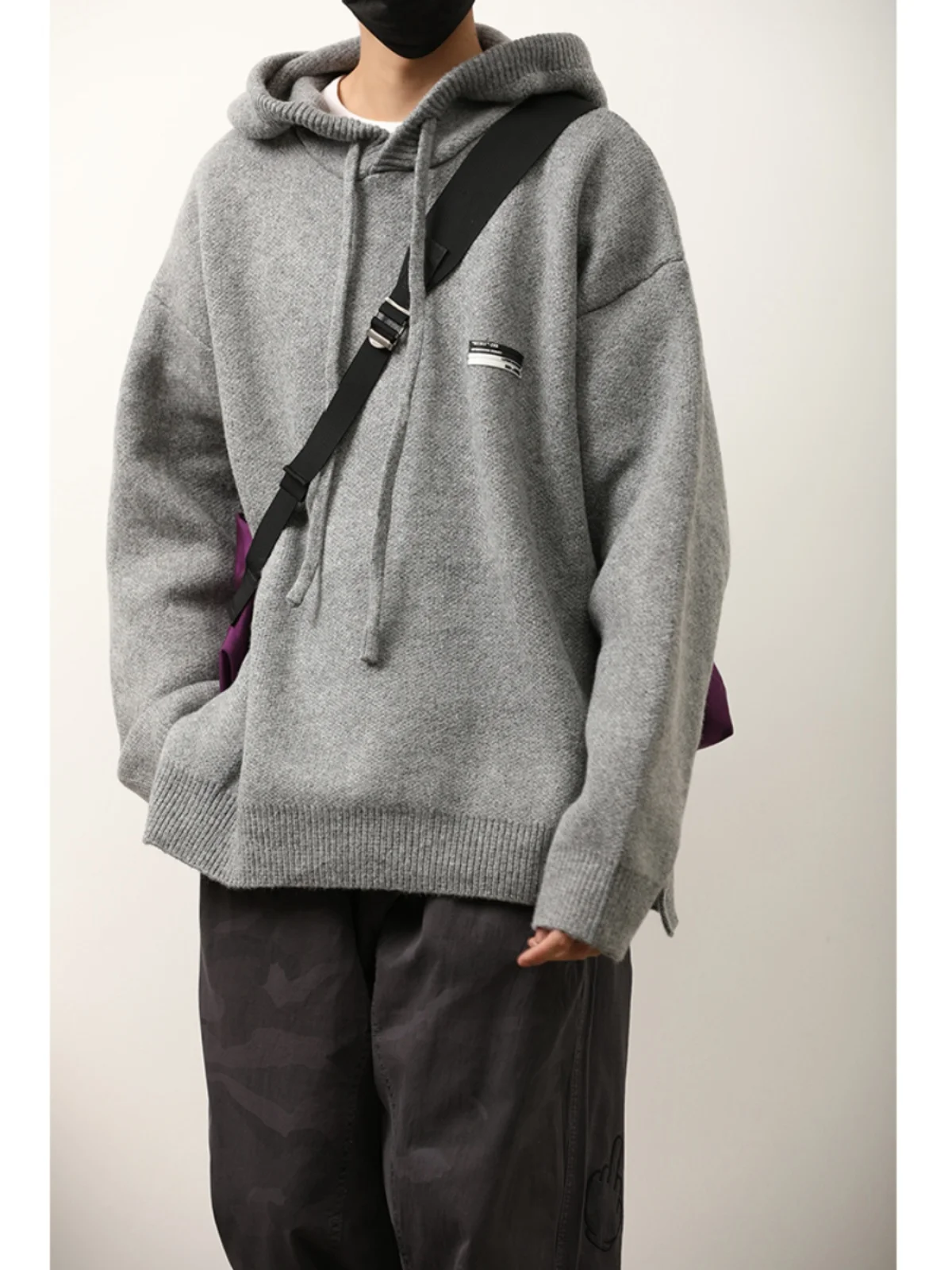 

LH Store Japanese Sle Hooded Knitwear Sweatirt ex Spring Autumn Loose Casual Trendy Base Layer Woolen Coat Jaet