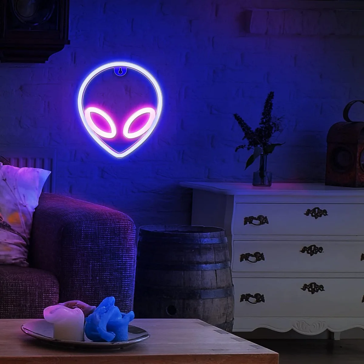 1PC Alien Neon Sign Decorations Neon Lights with USB or Battery Powerd On/Off Switch Cool Alien Light Neon Signs For Bedroom