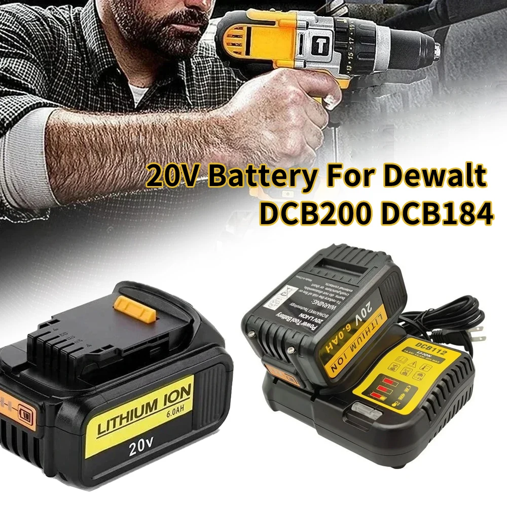 

Battery for Dewalt DCB200 DCB184 18V 20V Power Tools Rechargeable Electric Tool Accessories Lithium Replacement Batteries