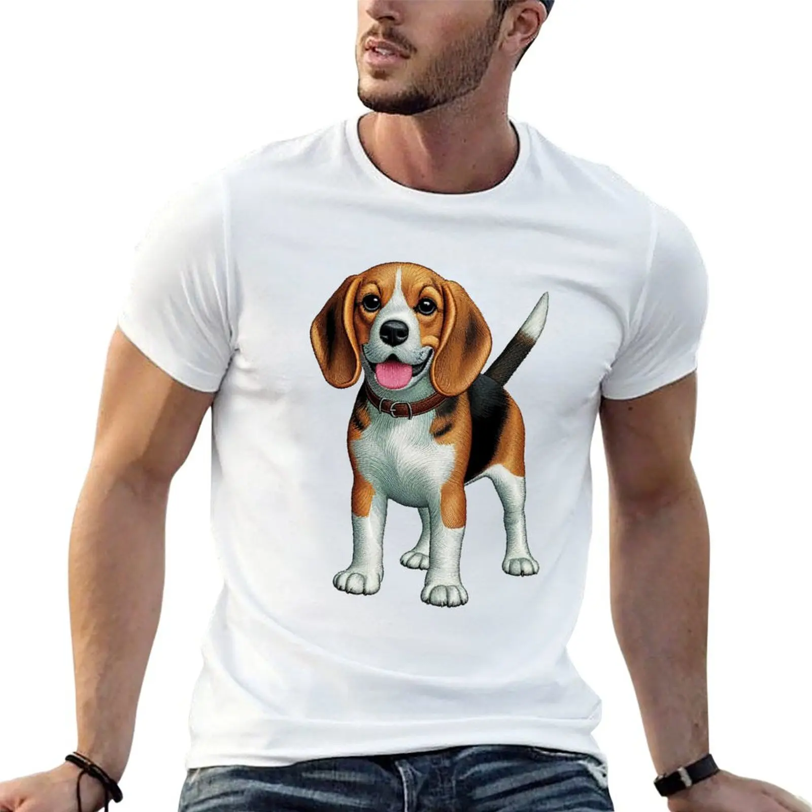 The Best Little Beagle - Embroidery Style T-Shirt Work Duty Casual T-Shirt