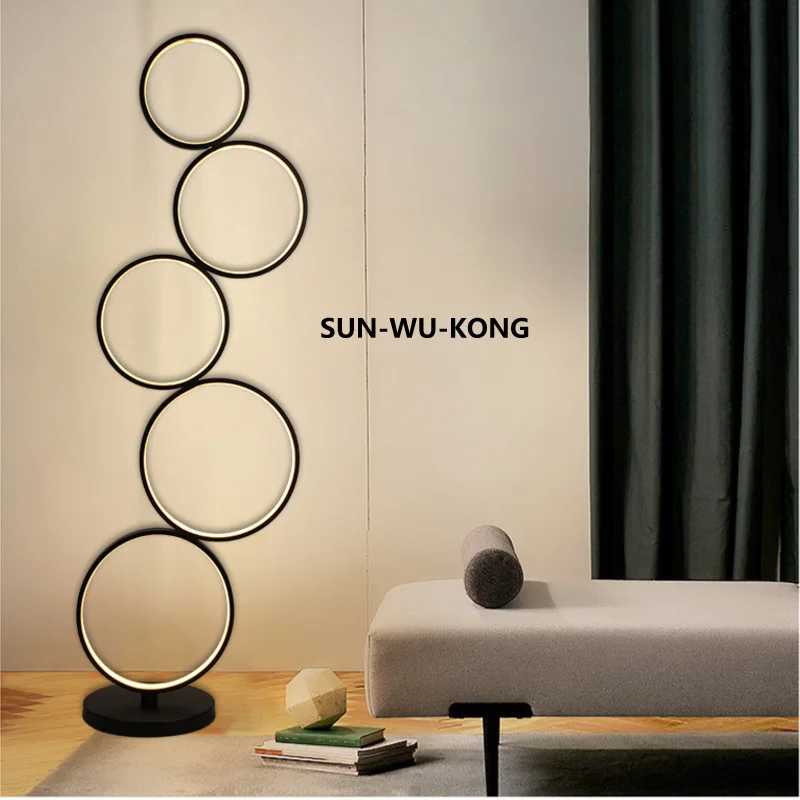 Modern Led Floor Lamp Nordic Ring Floor Lamps For Living Room Bedroom Study Deco Light Home Remote Control Dimming Standing Lamp