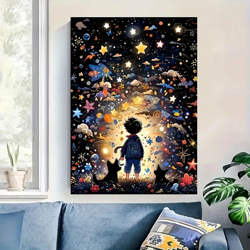 Puzzle 1000 ciel étoilé et chat – Puzzle bricolage épais, carton durable, idéal pour les adultes et les débutants, parfait pour les anniversaires, H