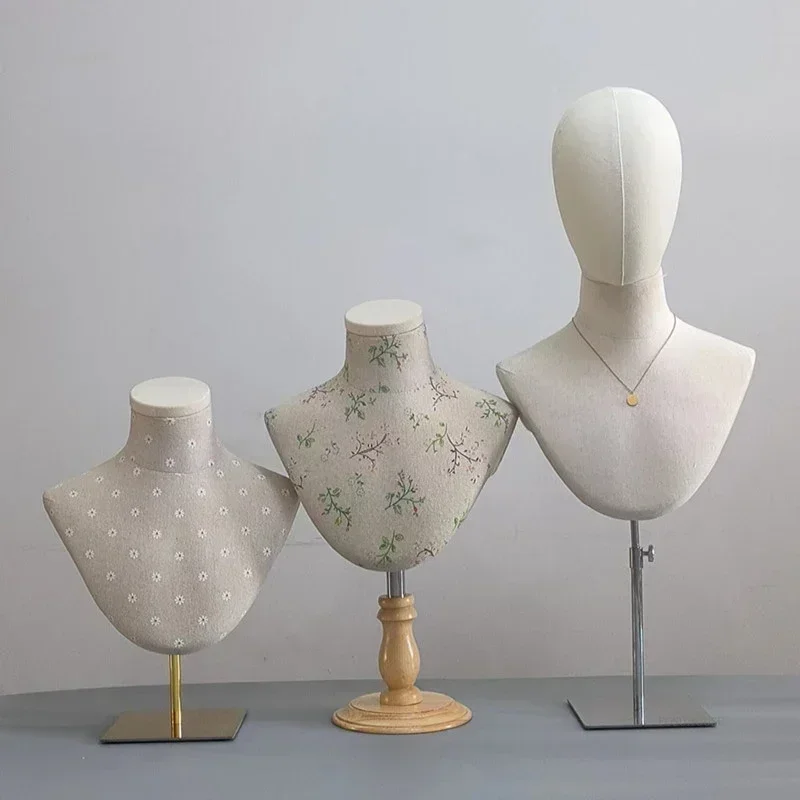 Long - Lasting Head Mannequins For Women's Clothing Can Insert Pins Sewing Mannequin With Solid Wood Necklace Scarf Display