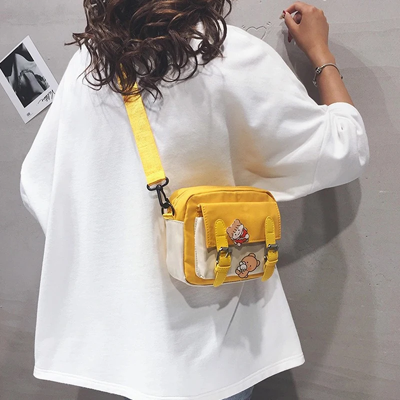 Korean Style Cute Girl Canvas Bag Student Shoulder Small Square Bag Multifunctional All-match Cross Bag