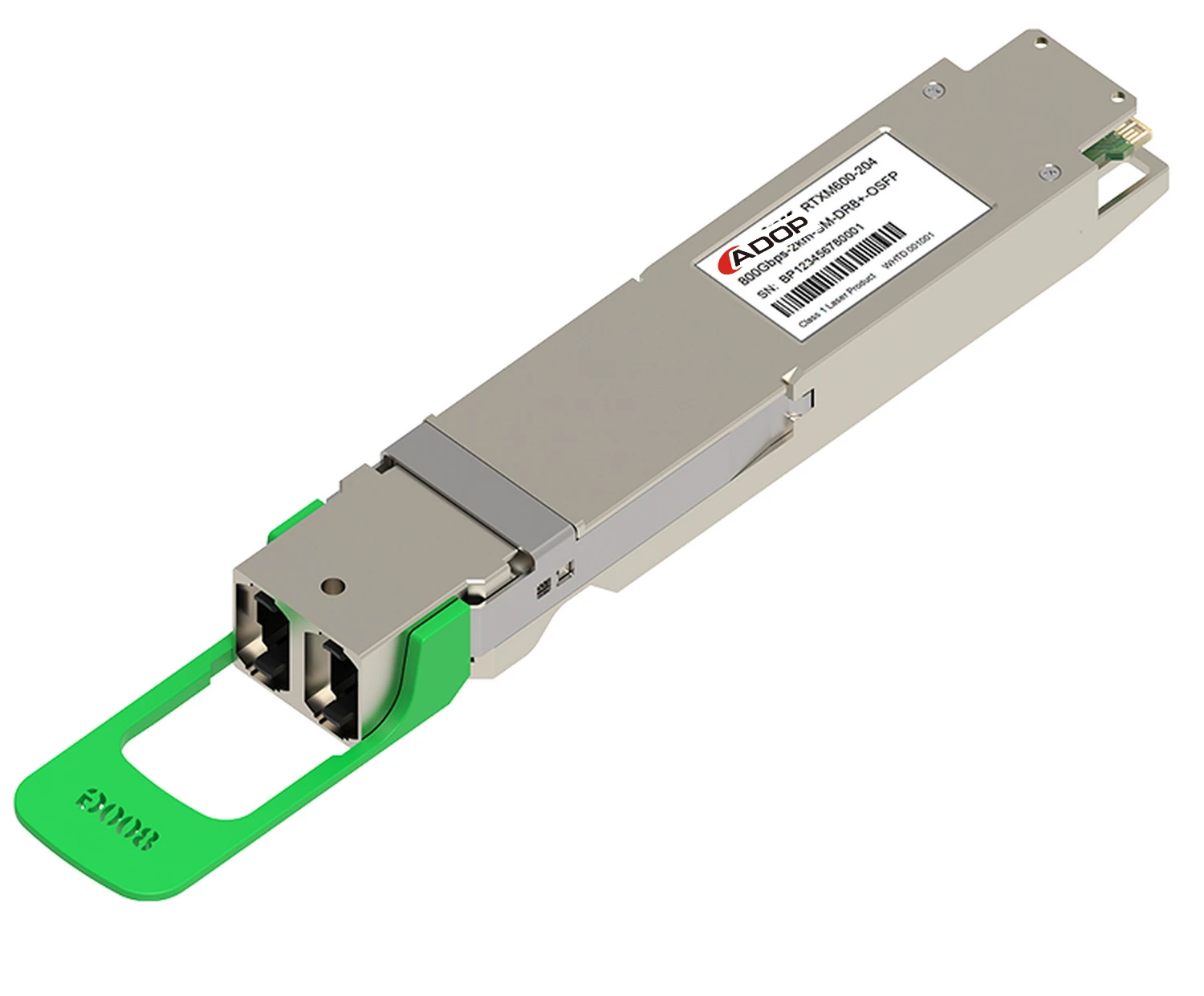 

ADOP for Generic Compatible 800G OSFP DR8+ 1310nm 2km DOM Dual MPO-12 SMF Optical Transceiver Module