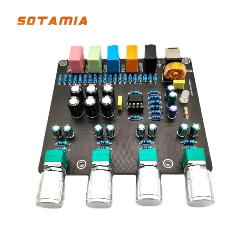 SOTAMIA DC12V Preamplifier Active Audio Splitter NE5532 Op Amp 1 in 4 Out Home Theater Power Amplifier 3.5mm Headphone Preamp