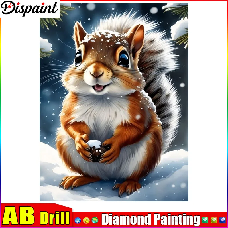 

Dispaint AB Square/Round Drill 5D DIY Diamond Painting "Squirrel Animal Snow" Embroidery Cross Stitch Full Rhinestone Decor