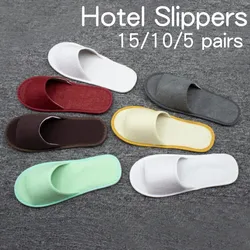 5/10/15Pairs Flat Slippers Reusable Thickened Sole Folding Flip flops Shoes Men Women Trave Hotel Slippers 27cm Size