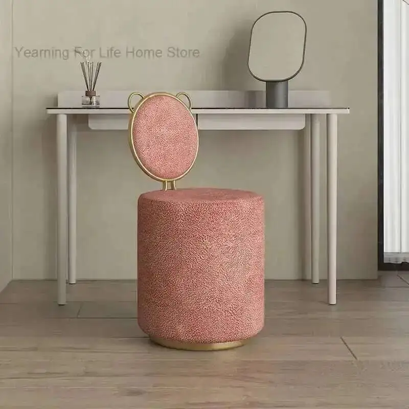 

Chair Makeup Dresser Stool Household Bear Internet Celebrity Girls Bedroom Light Luxury Senior Backrest Dressing Stool Furniture