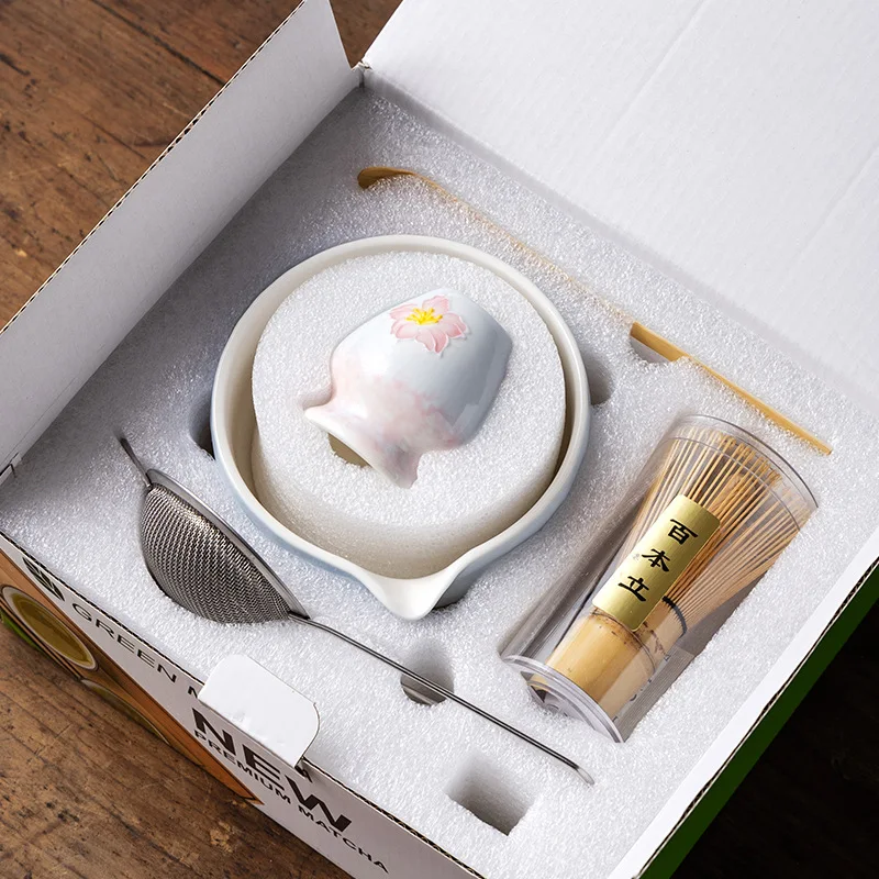 

Японский набор матча с цветком вишни, церемониальный класс, 5 шт., чаша, венчик, инструменты для изготовления, аксессуары для чайной церемонии для домашнего использования