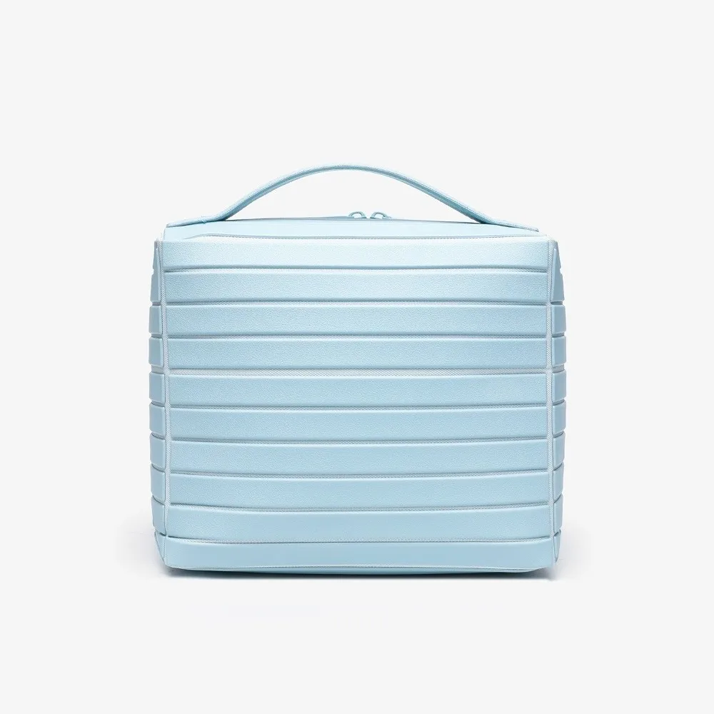 8.46x6.30x7.48in Makeup Bag Multiple Compartments Small Size Toiletry Organizer PU Leather Fold-Down Design Cosmetic Case