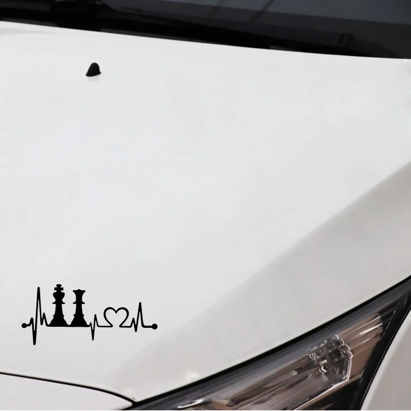 Black/Silver Fun King Queen Chess Set Heartbeat Vinyl Car Sticker for Mitsubishi Stickers 15.2CM*6.8CM