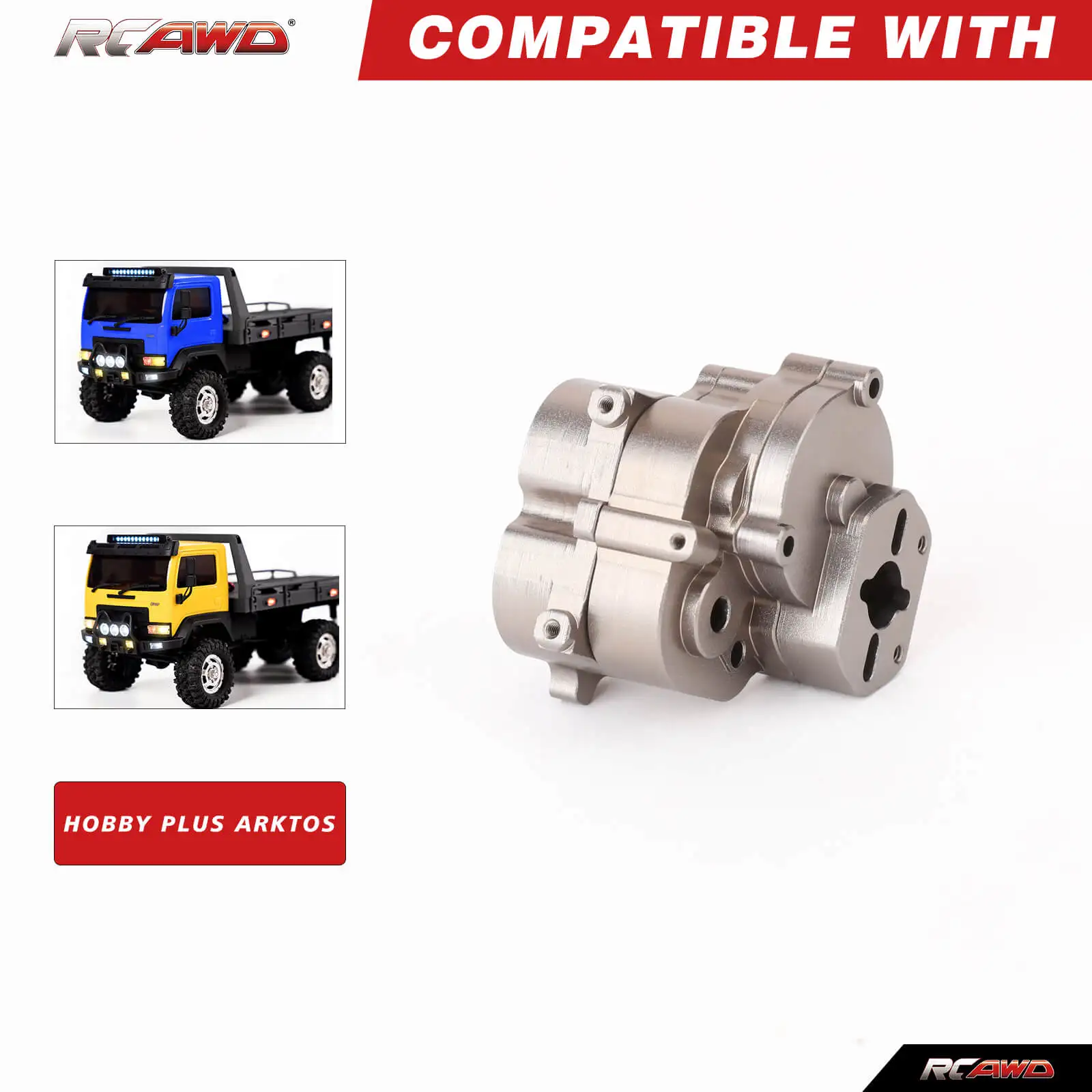 RCAWD Aluminum Transmission Housing Gearbox Housing Case For 1/18 CR-18P ARKTOS CR18P Metal Gearbox Case Upgrade Parts