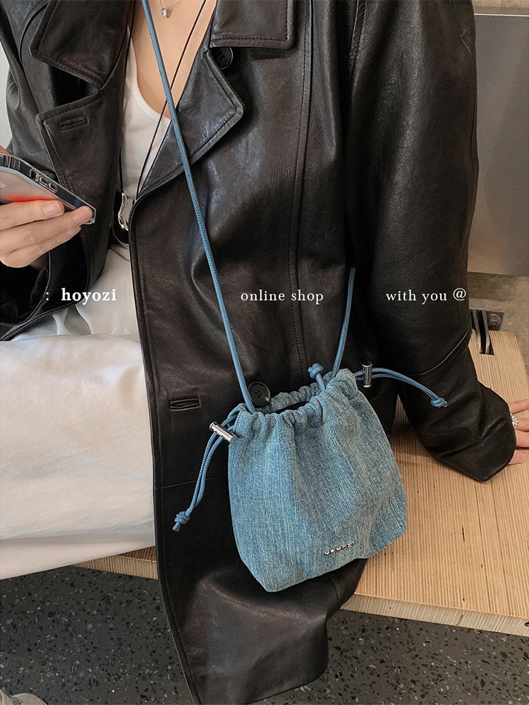 

Mini denim canvas mobile phone bag women's 2025 new messenger bag