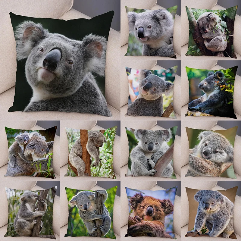 

Cute Australian koala pillowcase modern home bedroom living room sofa cushion cover 45x45cm peach skin pillowcase