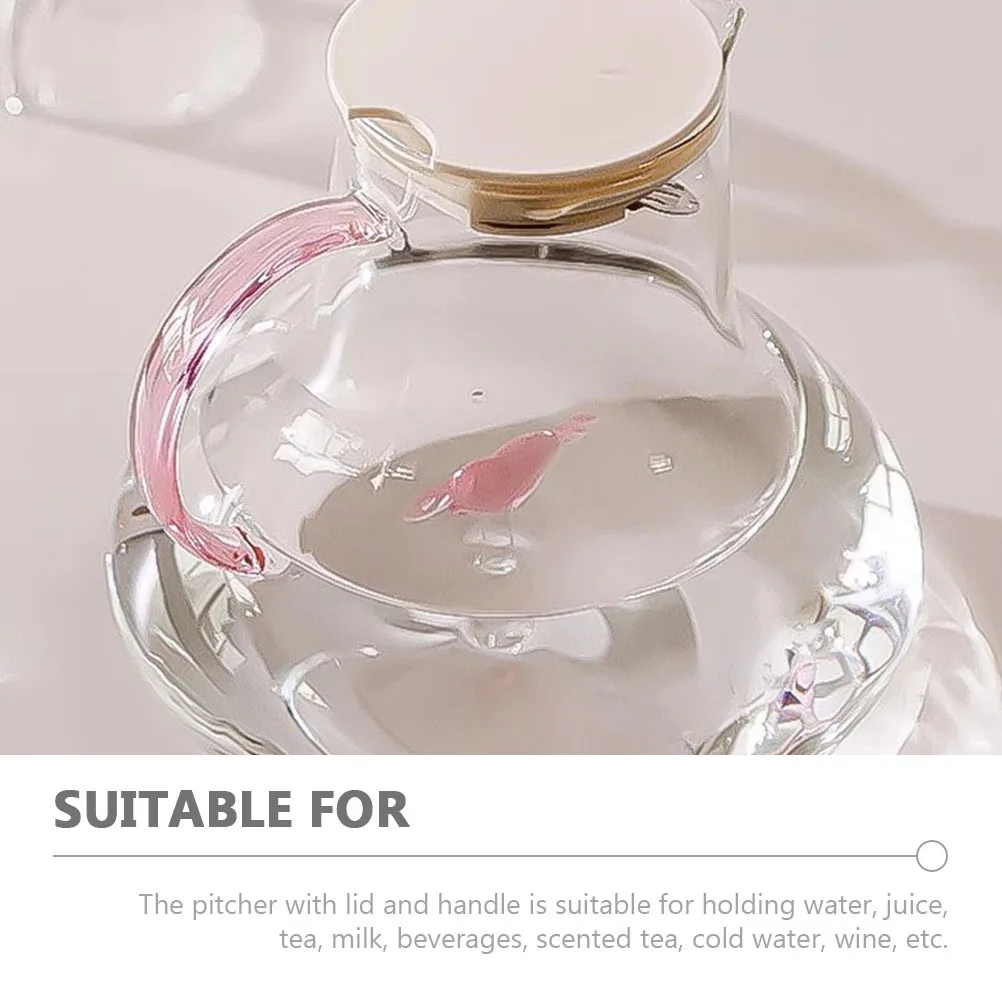 

Large Capacity Glass Pitcher Cold Water Jug Lid Handle Clear Juice Beverage Drink Carafe for Restaurants Home Use
