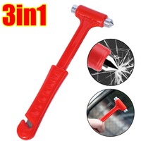 3in1 Car Safety Hammer Glass Breaker Buses Trucks Multi-function Window Breaking Hammer Emergency Escape Seat Belt Cutter Tools
