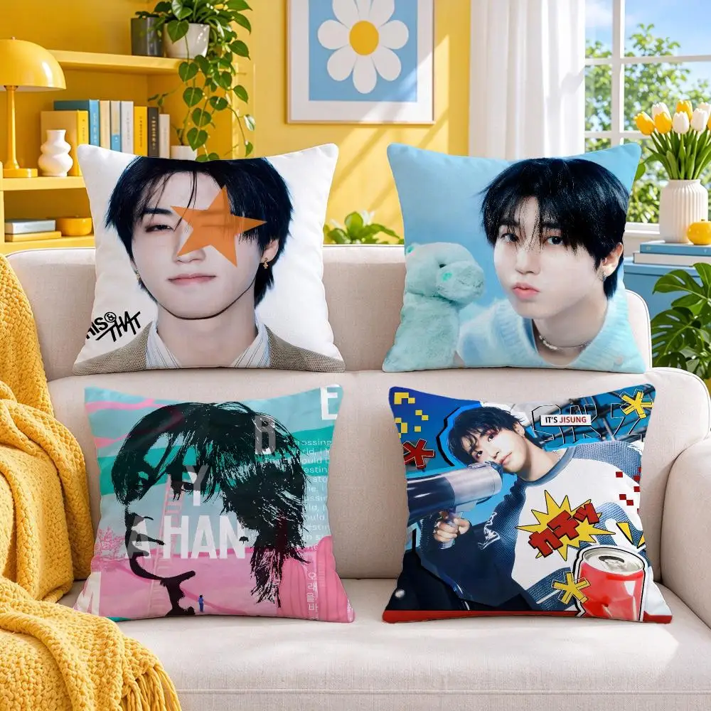 person Han Jisung Cushion Cover Throw Pillow Short Plush Fresh Bright Cushion for Bedroom Sofa Ornament Present Gift