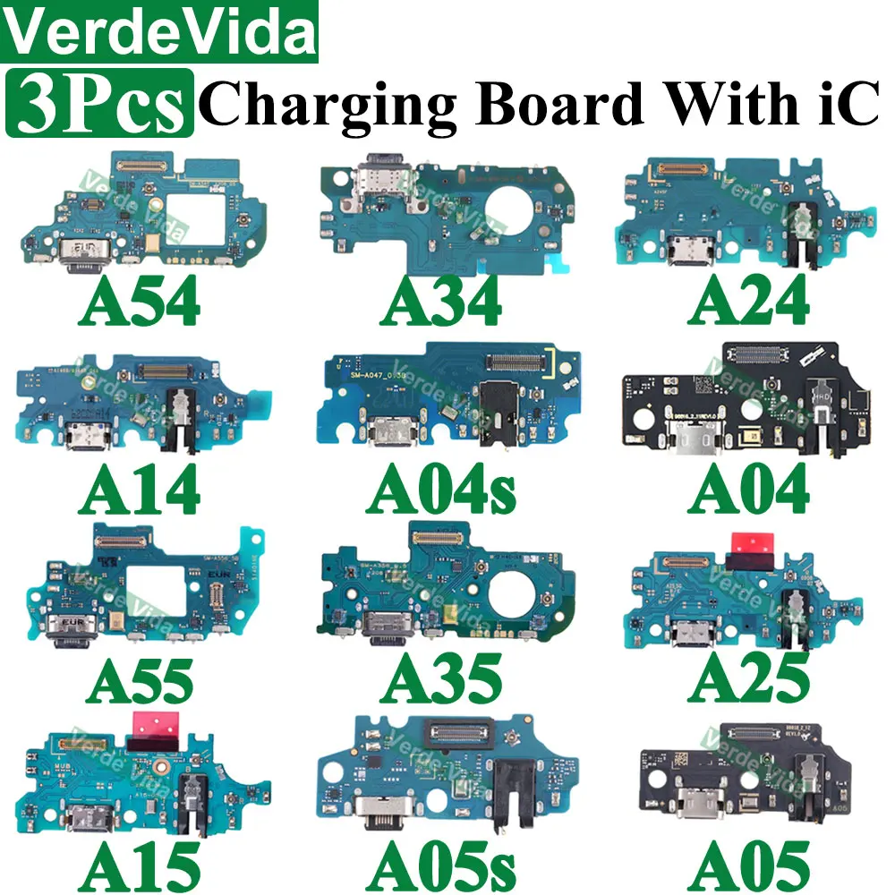 3Pcs USB Charging Port Board Flex Cable for SamSung A145F A146P A156 A546 A15 A25 A35 A05 A55 A24 A34 A54 A04 A556 A14 A04s A05s