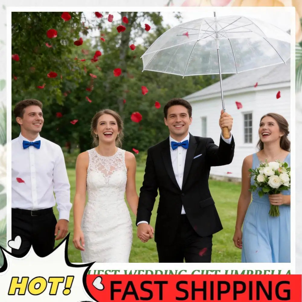 

50 Pack Wedding Stick Umbrellas with Thank You Tags and Rope Clear Umbrellas for Wedding Guest Souvenirs for Party Bridal Favors