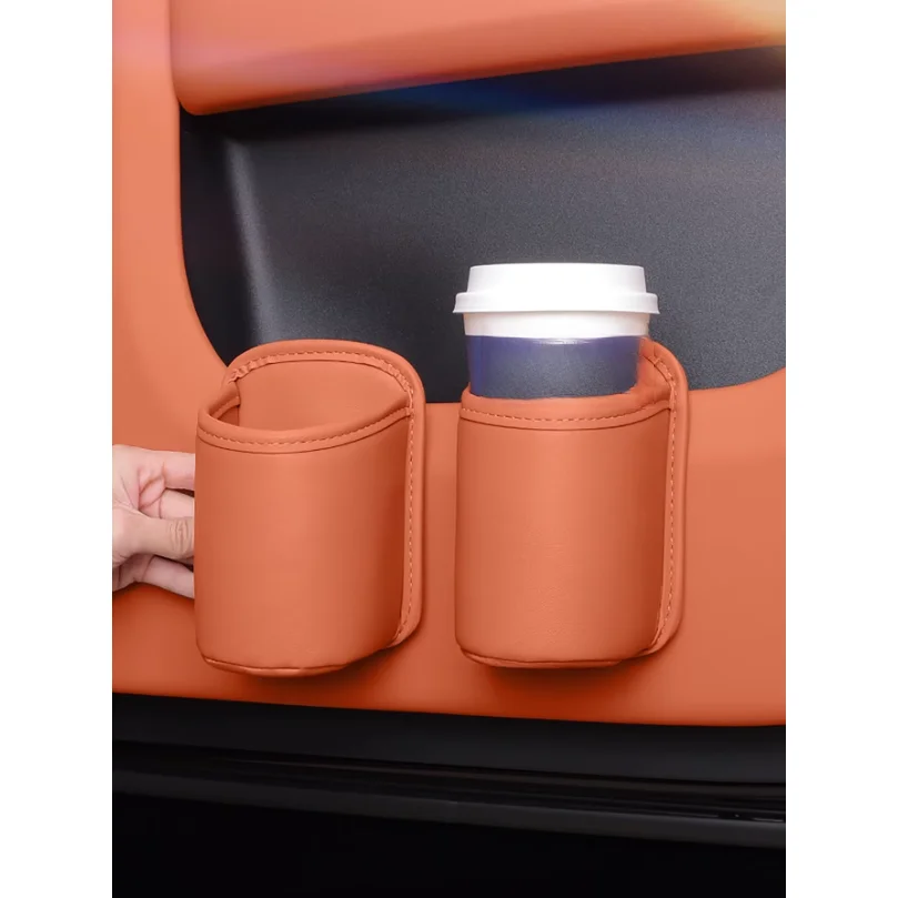 PU Leather Car Cup Holder Storage -2-in-1 Car Beverage Holder and Storage Box, High-End Car Storage for Mobile Phones/Keys/Coins