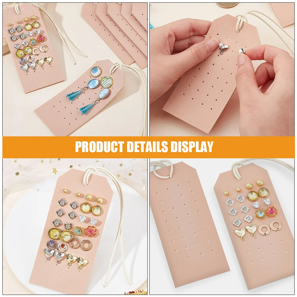 

Earring Display Stand Cards Jewelry Holder Rack Double-sided PU Pink Travel Compact Splash-proof Easy Clean