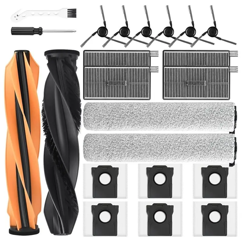 

Набор сменных аксессуаров AC39-22 для робота-пылесоса Dreame Aqua10 Ultra Roller, включая щетки, фильтры и мешки для сбора пыли.