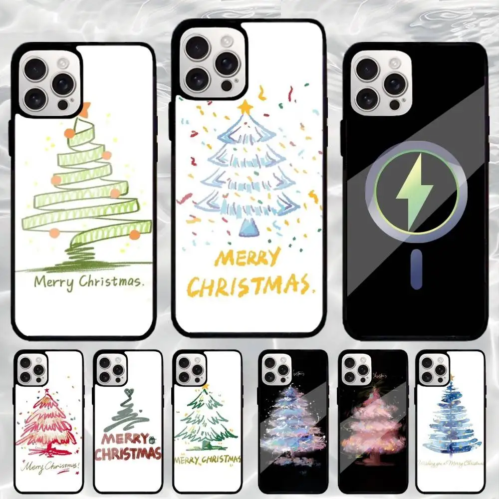 

C-Christmas tree Phone Case For iPhone17,16,15,14,13,12,11 Plus,Wireless charging protective case soft cover