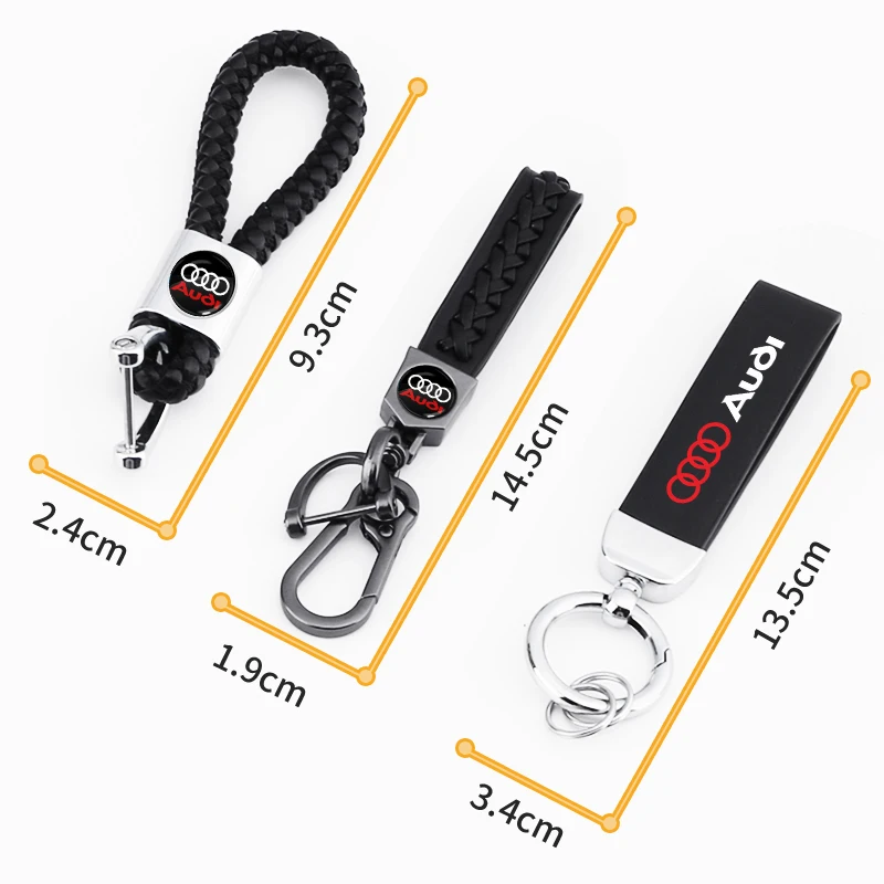 Car Styling Car Keychain Metal Leather Key Ring Key Chain For Audi sline RS TT Q2 Q3 Q5 Q7 Q6 A3 A4 A5 A6 A7 R8 B5 B6 B7 B8 C5