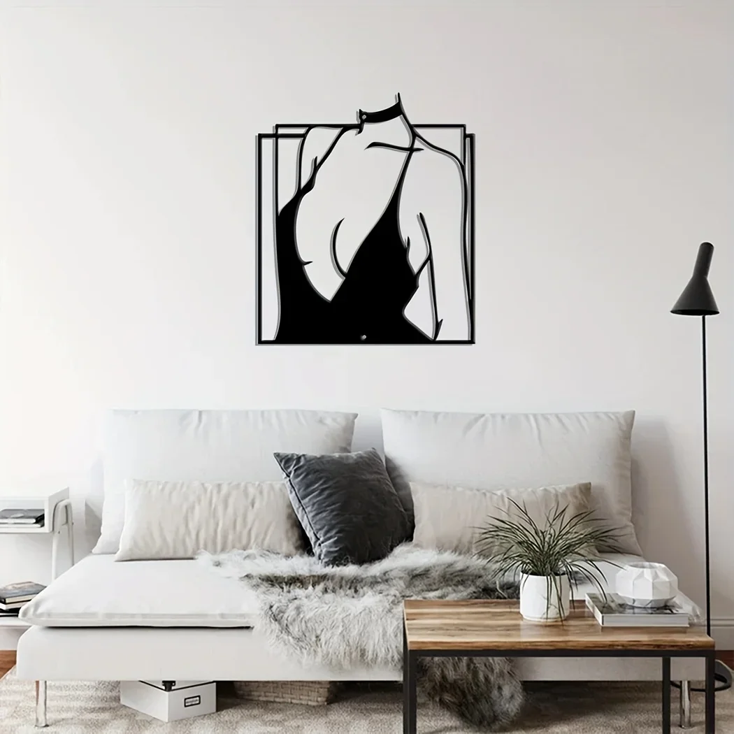 CIFbuy Woman Wall Sign, Metal Wall Art Ornament, Aesthetic Wall Decoration Minimalist Line Abstract Metal Hanging