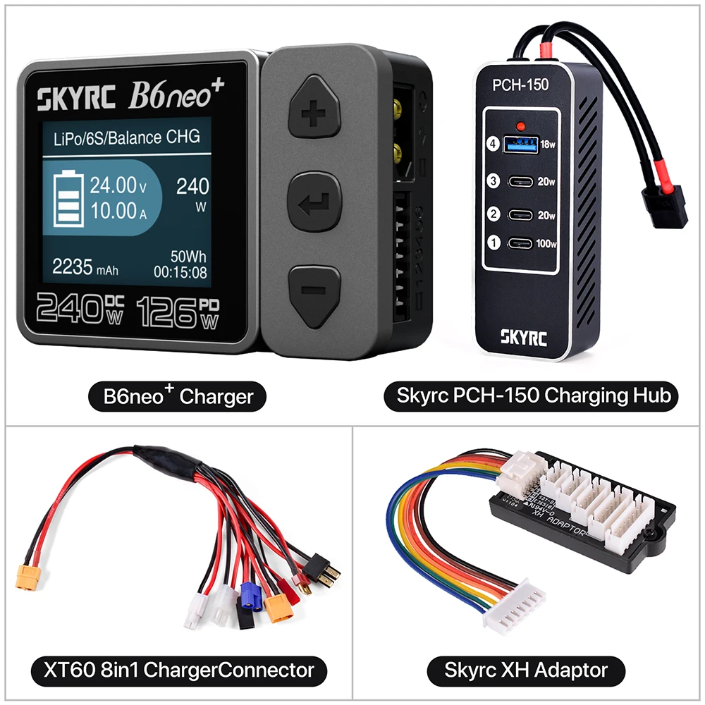 ​ SKYRC B6neo+ Smart Charger High Power DC240W PD126W Meertalige balanslader 600mA XT60/Type-C /PSA100 voedingsadapter - afbeelding 1